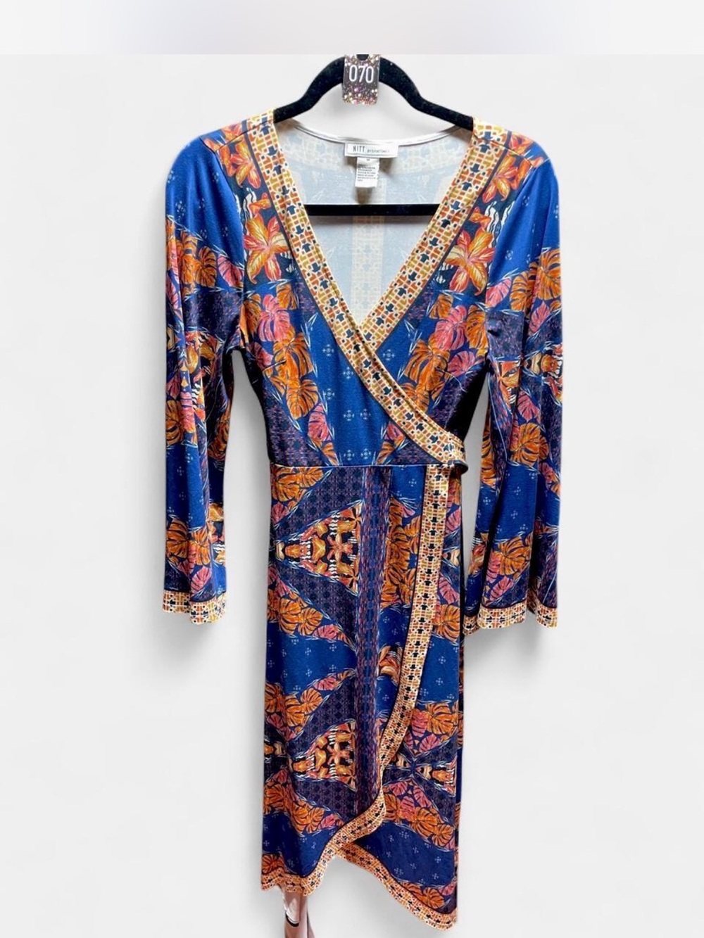 Blue Floral Wrap High-Low Dress - Picture 2 of 5